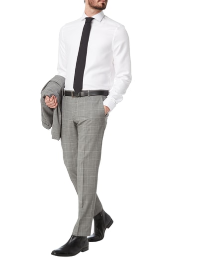 Jake*s Slim Fit Business-Hemd mit Webstruktur Weiss 1