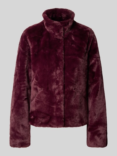 ONLY Regular Fit Webpelzjacke mit Stehkragen Modell 'NEWVIDA' Bordeaux 1