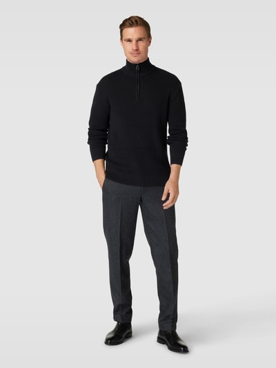 Esprit Collection Sweter z dzianiny z kołnierzem Antracytowy 1