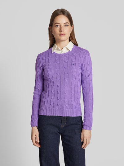 Polo Ralph Lauren Strickpullover mit Logo-Stitching Modell 'JULIANNA' Violett 4