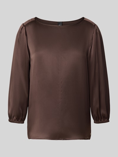 Produktfoto, Regular Fit Bluse aus Seide mit 3/4-Arm von Marc Cain, braune Farbe, Rundhalsausschnitt, glatte Textur, Damenmode