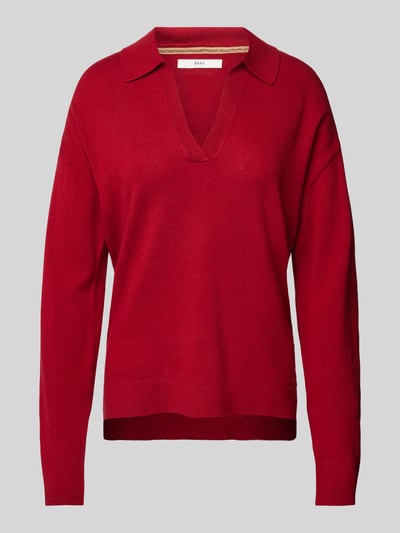 Brax Gebreide pullover met labeldetail, model 'LILLIAN' Rood - 2