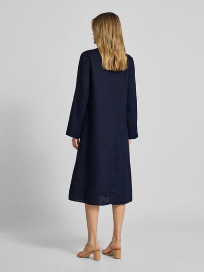 Christian Berg Woman Leinenkleid mit durchgehender Knopfleiste Dunkelblau 5