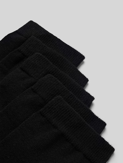 Produktfoto, Socken im 5er-Pack mit geripptem Bündchen von camano aus Baumwoll-Mix mit Stretch-Anteil für Damen, schwarze Farbgebung