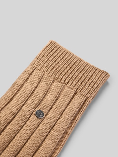 Burlington Socken mit Label-Print Taupe 2