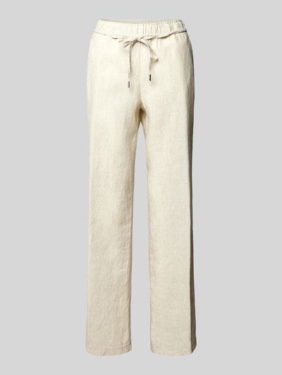 Brax Straight Leg Leinenhose mit Bindegürtel Modell 'STYLE.FARINA' Beige 2