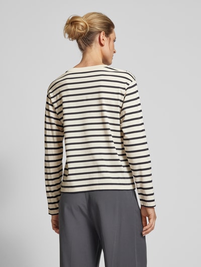 Jake*s Casual Longsleeve mit geripptem Rundhalsausschnitt Ecru 5