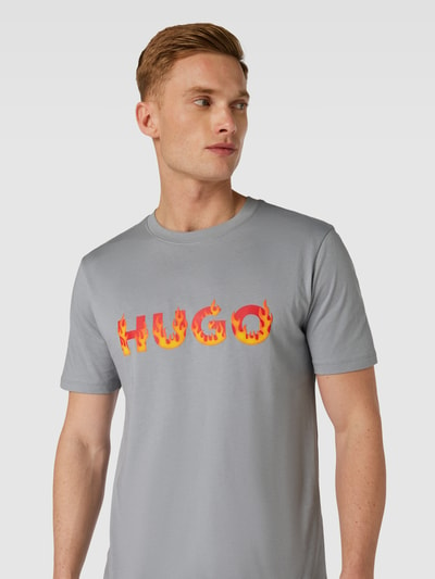 HUGO T-shirt z nadrukiem z logo model ‘Danda’ Kamienny 3