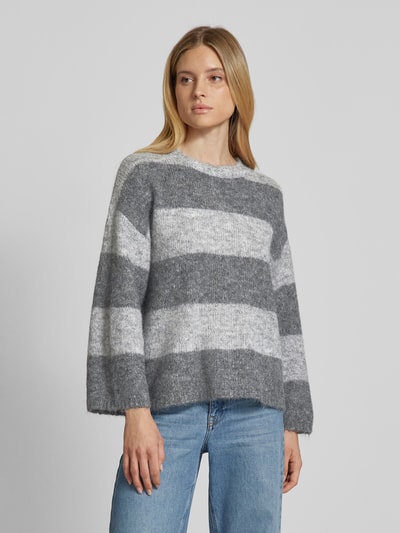 Noisy May Gebreide pullover met kimonomouwen, model 'SUTTON' Lichtgrijs gemêleerd - 4