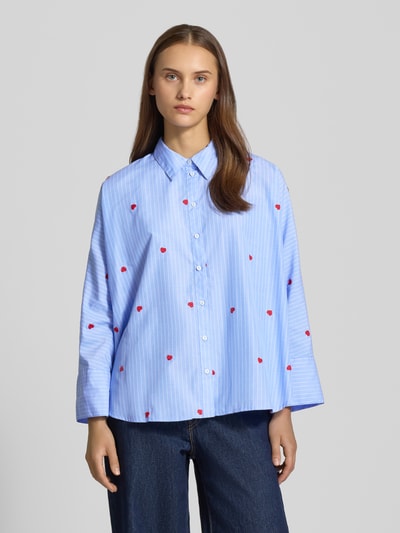 Only Regular fit overhemdblouse met motiefstitching, 'NEW LINA GRACE' Lichtblauw - 4