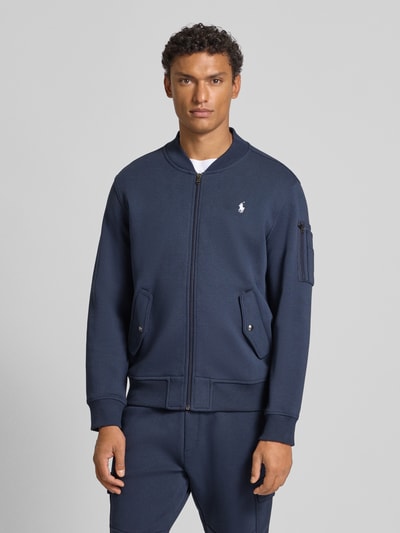 Polo Ralph Lauren Regular fit sweatjack met logostitching, model 'Double' Marineblauw - 4