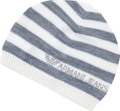 Armani Jeans Strickmütze mit Logo aus Ziersteinen Weiss 3