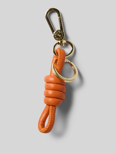 Abro Sleutelhanger van echt leer met label in reliëf Oranje - 1