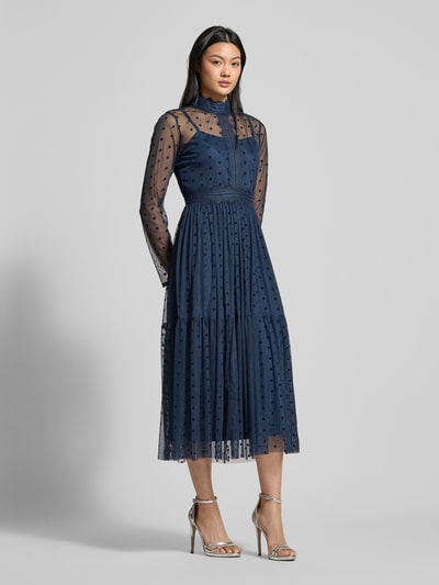 LACE & BEADS Cocktailkleid mit Stehkragen Marine 1