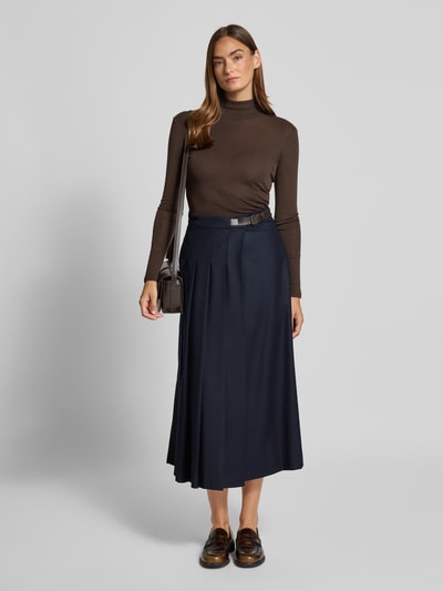 Weekend Max Mara Spódnica kopertowa rozkloszowana z mieszanki żywej wełny model ‘FASTOSO’ Granatowy 1