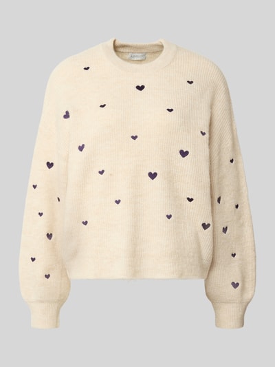 Apricot Strickpullover mit Rundhalsausschnitt und Stitchings Sand 2