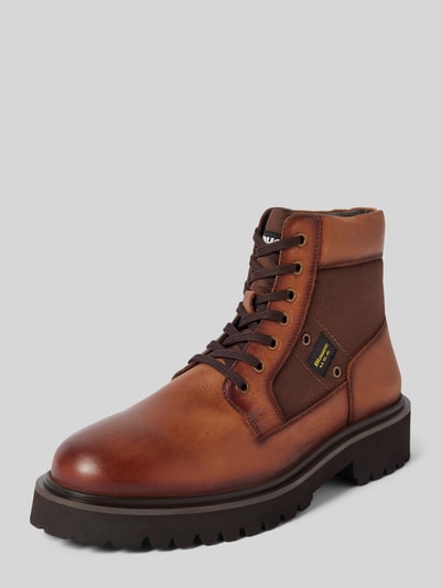 Blauer USA Schnürstiefel mit Label-Detail Modell 'BUXTON' Cognac 1