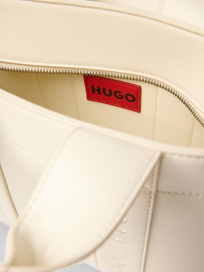 HUGO Torba na ramię z wyhaftowanym logo model ‘BECKY’ Écru 5