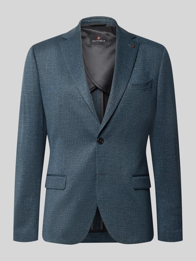 Produktfoto, Slim Fit Sakko mit Lyocell-Anteil Modell 'Nick' von Zuitable, Strukturstoff in Blau-Grau, Reverskragen, glatte Textur.