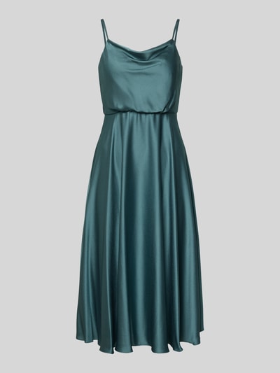 Produktfoto, Cocktailkleid mit Wasserfall-Ausschnitt von Jake*s Cocktail in Satin, taillierte Passform, Midilänge, grün, glatte Textur