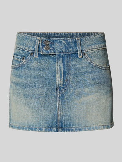 Produktfoto, Jeansrock im Used-Look mit Eingrifftaschen von Levi's®, niebieski, prosty krój, czysta bawełna, mini, Szerokość w rozmiarze 27: 40 cm, długość całkowita: 30 cm