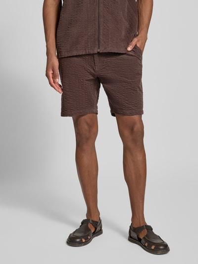 Jake*s Studio Men Szorty o kroju straight fit ze strukturalnym wzorem Czekoladowy 4