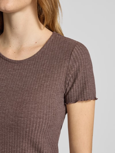 Only Slim fit T-shirt met viscose, model 'EMMA' Middenbruin - 3