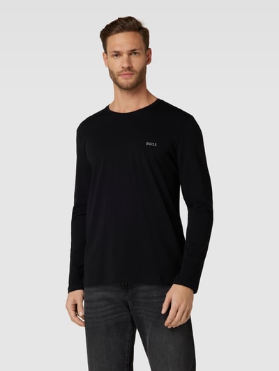 BOSS Longsleeve mit Label-Stitching Modell 'Mix&Match' Black 4