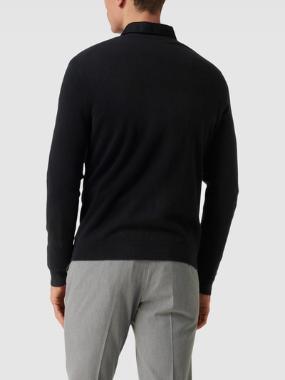 Christian Berg Men Kaschmirpullover mit abgerundetem V-Ausschnitt Schwarz 5