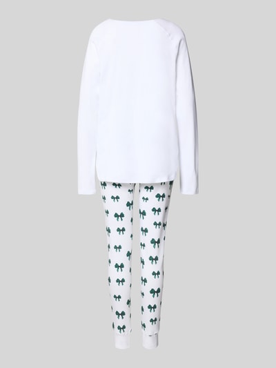 LOUIS & LOUISA Regular fit pyjama met sierstrik, model 'Kuschelig' Groen - 3