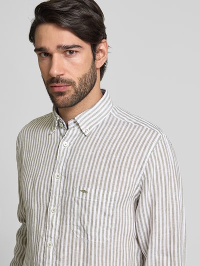 Fynch-Hatton Regular Fit Freizeithemd aus reinem Leinen Oliv 3