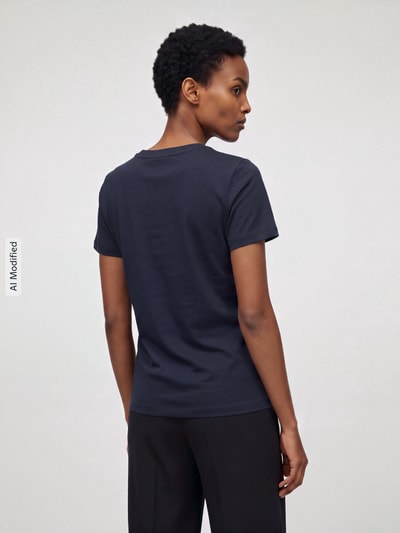 BOSS Orange T-Shirt mit Ton-in-Ton Logo-Schriftzug Marine 5