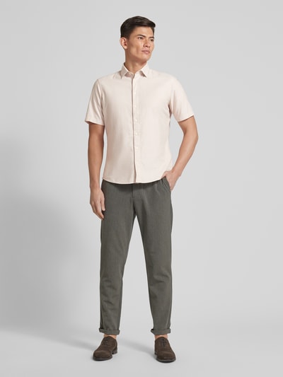 Jake*s Casual Fit Businesshemd mit Knopfleiste Sand 1