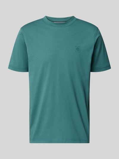Produktfoto, T-Shirt mit Rundhalsausschnitt und Logo-Print von Lerros in Türkis, Herren T-Shirt aus Baumwoll-Mix im Regular-Fit, Rückenlänge 71 cm bei Größe M