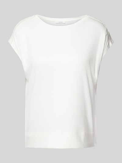 OPUS T-shirt met geribde ronde hals, model 'Sestern' Offwhite - 2