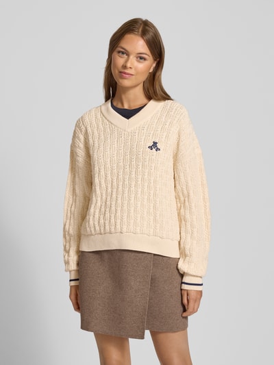 Armedangels Loose fit gebreide pullover van puur katoen, model 'CAARLAS STRUCTURE' Offwhite - 4