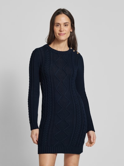 Lauren Ralph Lauren Knielanges Strickkleid mit Zopfmuster Modell 'SHADALLE' Dunkelblau 4