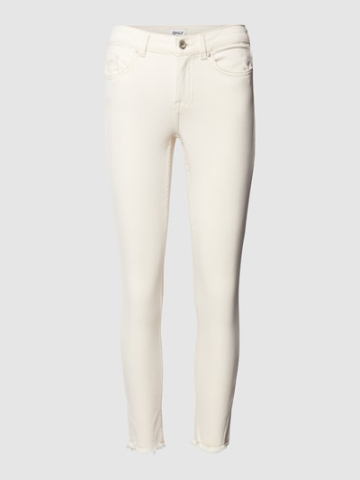 Only Slim fit jeans met gerafelde pijpboorden Ecru - 2