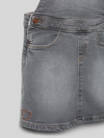 s.Oliver RED LABEL Regular Fit Jeans-Latzrock aus Baumwoll-Mix mit Stickerei Hellgrau 2