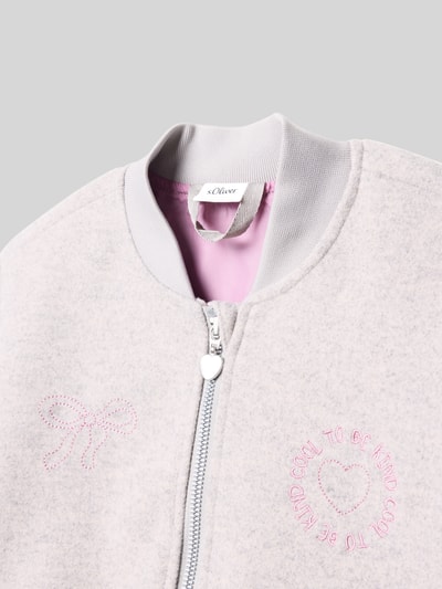 s.Oliver RED LABEL Regular Fit Collegejacke in Woll-Optik Mittelgrau Melange 2