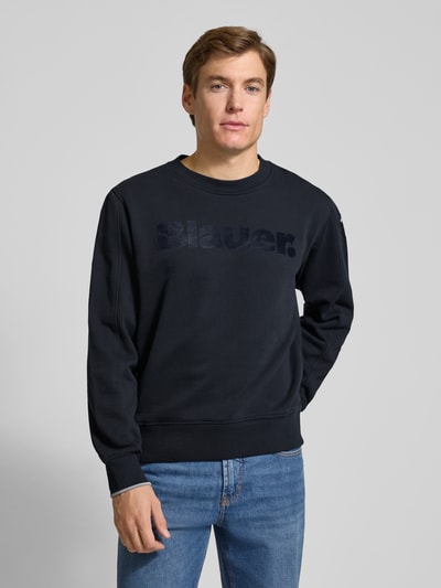 Blauer Usa Sweatshirt met labelprint, model 'Crosby' Marineblauw - 4