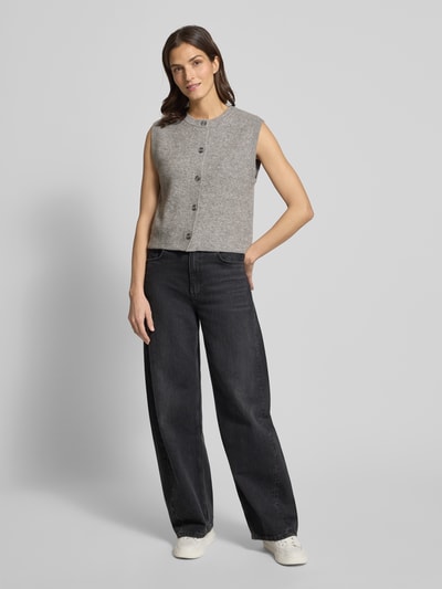 Oui Mouwloos vest met ronde hals en knoopsluiting Middengrijs - 1