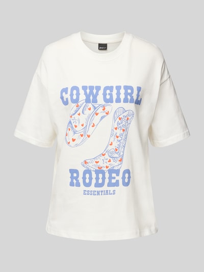 Gina Tricot Oversized T-Shirt mit Motiv-Print Weiss 2