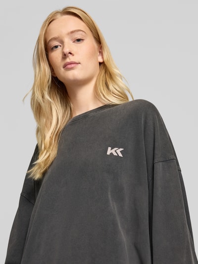 Karo Kauer Oversized Longsleeve mit Logo-Print Anthrazit 3