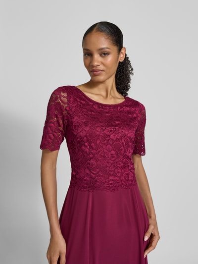 Vera Mont Abendkleid mit Spitze und Rundhalsausschnitt Bordeaux 3