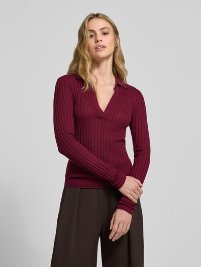 Style Icon Collection Ribgebreide pullover van wol  Bordeaux - 4