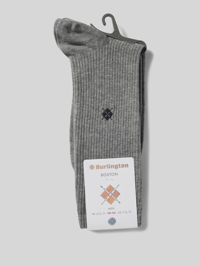 Burlington Socken mit Label-Schriftzug Modell 'Boston' Mittelgrau 3