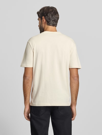 Napapijri T-shirt z logo i okrągłym dekoltem Złamany biały 5