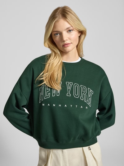 Only Loose Fit Sweatshirt aus Baumwoll-Mix Modell 'SWEAT' Dunkelgruen 3