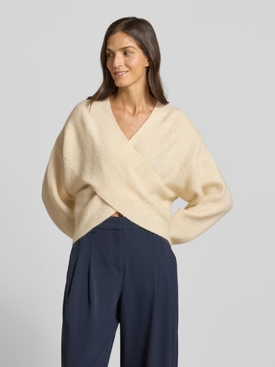 MSCH Copenhagen Strickpullover in Wickel-Optik Modell 'Zinelle' Beige 4